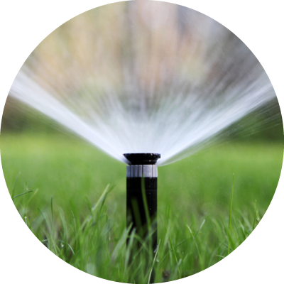irrigation system watering a lawn